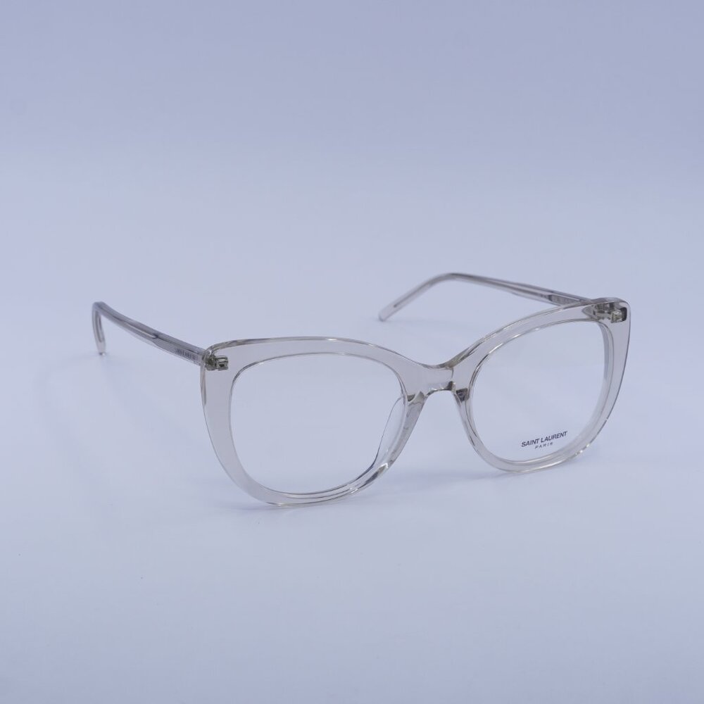 Saint Laurent SL778 004 Eyeglasses Transparent Beige 55mm Square Frame